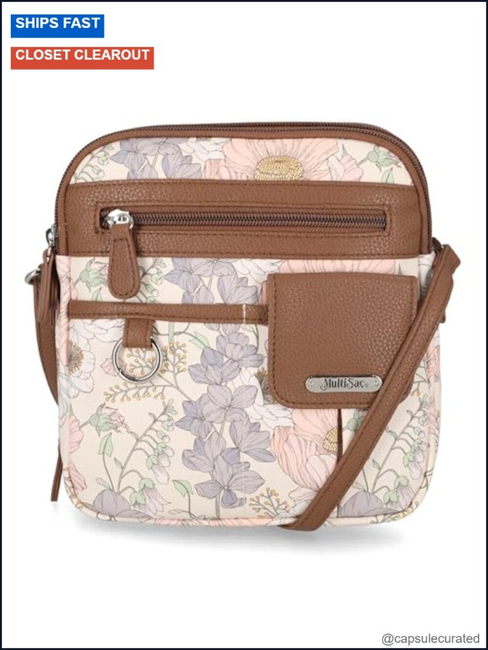 Faux Leather Multi-Pocket Crossbody Travel Purse with RFID Phone